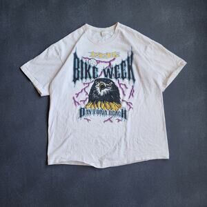 Vintage 1996 AOP Lightning Bike Week Daytona Beach White Shirt XL